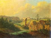 Antoni Lange View from Ojcow - View of Pieskowa Skala Castle. oil painting on canvas